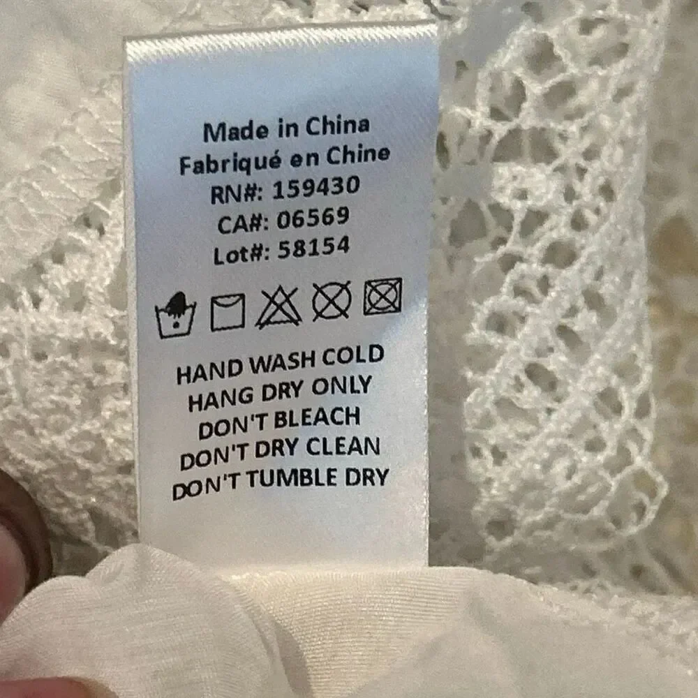 Elan Size XS Tie Strap Lace Swimsuit Cover Up Maxi Dress White Coastal Vacation